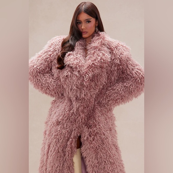 Freya Faux Fur Coat - Blush Size XS - Picture 3 of 5